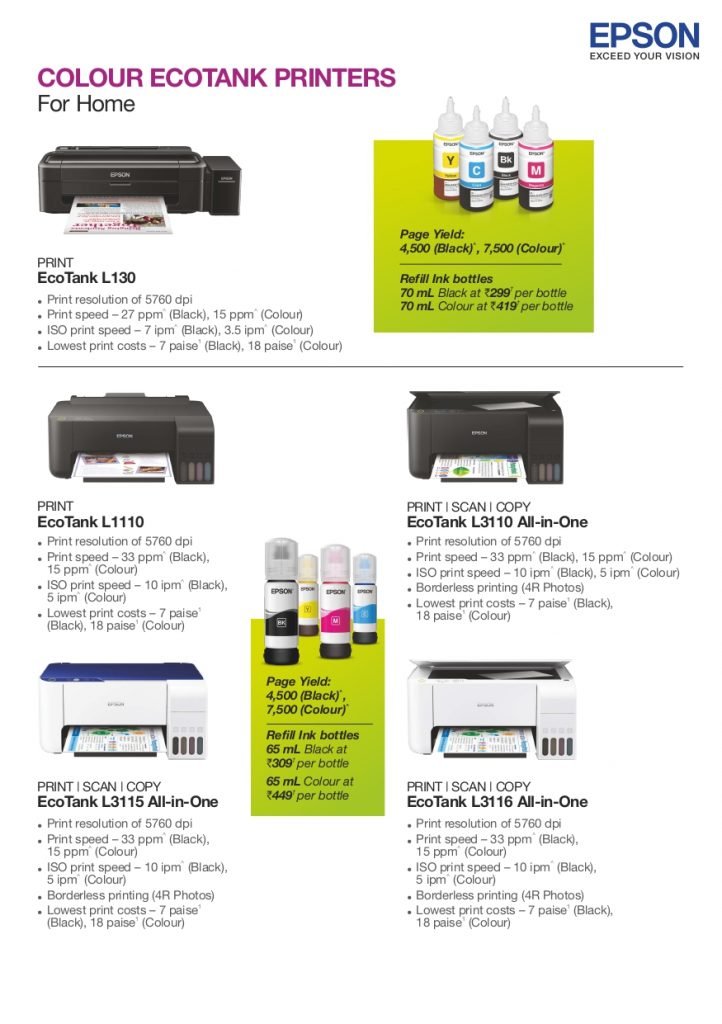 EPSON EcoTank inkjet Printer Range 2